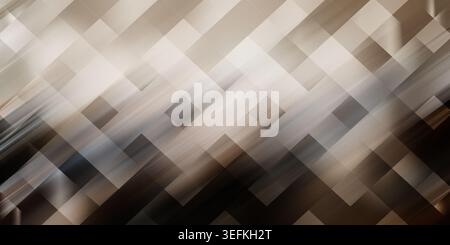 A monochromatic abstract background composed of overlapping diagonal squares with a subtle motion blur effect in shades of brown, beige, and grey. Stock Photo