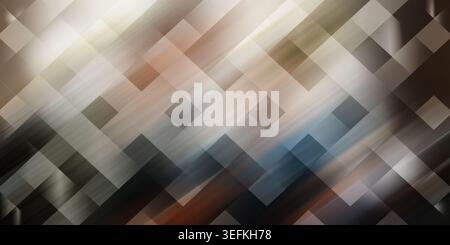 This image features a dynamic geometric pattern composed of intersecting rectangles in various shades of brown, gray, and white. The rectangles are ar Stock Photo