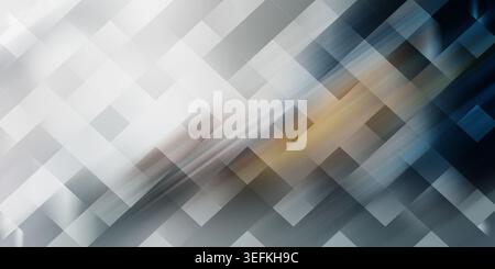 Vibrant abstract image featuring a geometric pattern of intersecting rectangles in shades of gray, blue, and yellow, creating a dynamic diagonal compo Stock Photo