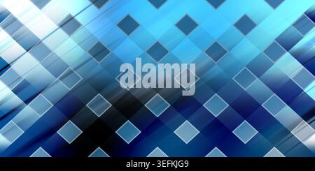 An abstract digital art background featuring a pattern of diamond shapes overlaid with cool, diagonal blue light streaks and deep navy gradients. Stock Photo