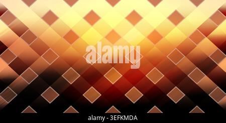 A vibrant abstract image featuring a geometric pattern of overlapping squares and rectangles in shades of orange, yellow, and black, creating a warm a Stock Photo