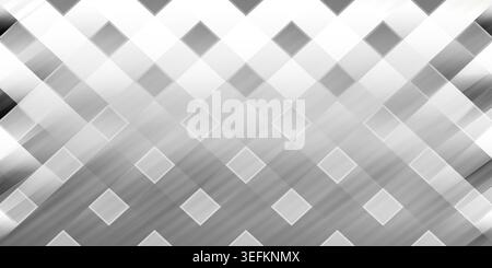 This image presents a monochromatic geometric pattern featuring overlapping squares in various shades of gray, creating a gradient effect that transit Stock Photo