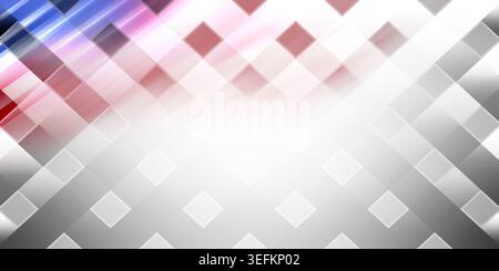 This image presents a bright gradient background with overlapping squares and rectangles in shades of red, white, and blue, creating a clean and moder Stock Photo