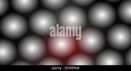 A pattern of soft, glowing spheres arranged in a hexagonal grid with a prominent red light glow emanating from the center. Stock Photo