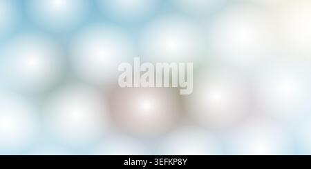 A soft, dreamy abstract background featuring a pattern of glowing, blurred spheres in shades of light blue and white, creating a gentle bokeh effect. Stock Photo