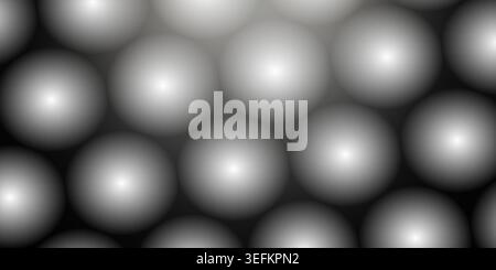 A digital abstract background featuring a pattern of glowing, soft-focus spheres with a monochrome black and white gradient effect. Stock Photo