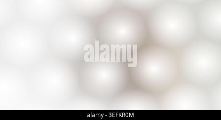 A pattern of soft, glowing, white spheres arranged in a hexagonal grid, creating a smooth, ethereal, and modern abstract background. Stock Photo