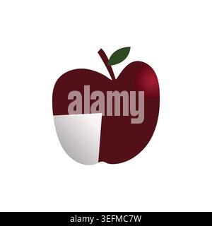 red apple icon with leaf and vector template Stock Vector