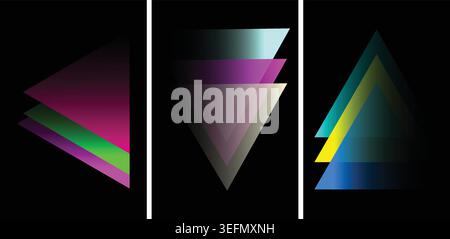 Vibrant triangular shapes in pink, green, blue, and yellow Stock Vector