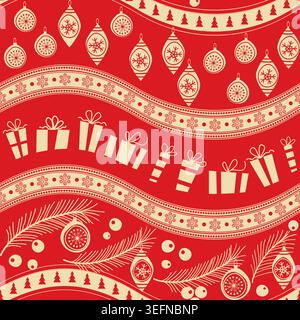 Merry Christmas, Happy New Year seamless pattern for greeting cards, wrapping paper. Seamless winter pattern. Vector illustration Stock Vector