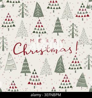 Merry Christmas, Happy New Year seamless pattern for greeting cards, wrapping paper. Seamless winter pattern. Vector illustration. Stock Vector