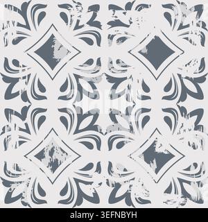 Seamless vintage rug with an effect of attrition. Damask carpet. Hand drawn seamless abstract pattern with eastern motifs. vector illustration Stock Vector