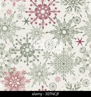 Merry Christmas, Happy New Year seamless pattern for greeting cards, wrapping paper. Seamless winter pattern. Vector illustration. Stock Vector