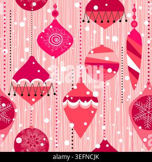Merry Christmas, Happy New Year seamless pattern for greeting cards, wrapping paper. Seamless winter pattern. Vector illustration Stock Vector