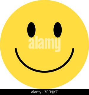 Yellow happy smiley face emoji, isolated icon on white background. Vector illustration Stock Vector