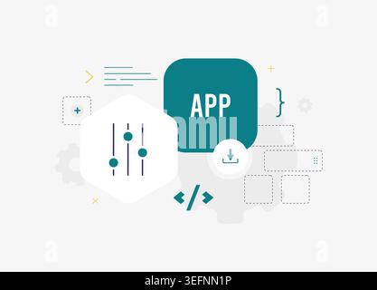 Mobile app ui with interface design and ui controls in digital screen. Customize features and adjust preferences for better usability and user experience in mobile app vector illustration. Stock Vector