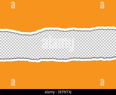 Orange Torn Paper Banner With Ripped Edges And Transparent Center For Design Mockup. Stock Vector