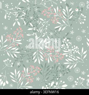 Merry Christmas, Happy New Year seamless pattern for greeting card, wrapping paper. Seamless winter pattern. Vector illustration. Stock Vector