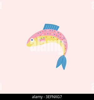 Isolated vector illustration of a spotted trout icon, clipart, avatar, logotype. Stock Vector