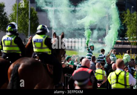 Celtic fans ahead of the William Hill Premiership match at Celtic Park ...