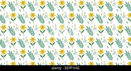 Delicate floral pattern with soft pastel botanical illustrations on seamless background Stock Vector