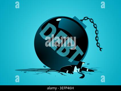 Debt Crushing Businessman Financial Burden Bankruptcy Stress Concept Illustration Stock Vector