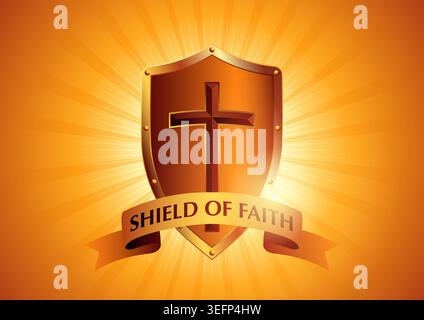 Shield of Faith Christian Emblem, Armor of God Shield with Cross Symbol ...