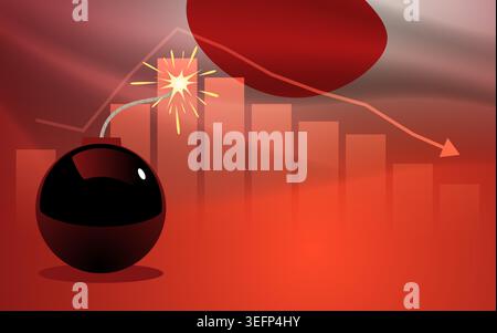 Economic crisis can explode at any time and have an impact on social and political issues Stock Vector