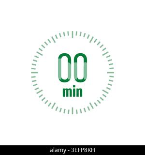 Minimalist 00 Minutes Green Stopwatch Icon Stock Vector