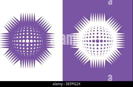 Halftone Sphere with Spiked Edges Stock Vector
