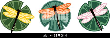 Vector dragonfly illustration. Fauna summer illustration. Wildlife concept.  Stock Vector