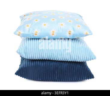 Stack of color cushions isolated on white Stock Photo