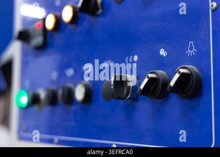 Close-Up Of Industrial Control Panel With Switches Stock Photo