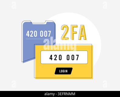 Two-Factor Authentication concept. 2FA security illustration, login verification methods, secure access, multi-factor authentication, digital security and protecting accounts. Stock Vector