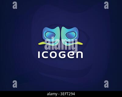 alien with gradient color eye logo design template Stock Vector