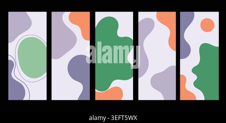 Set of abstract backgrounds for social media stories, modern designs Stock Vector