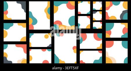 Creative abstract backgrounds collection with colorful liquid organic shapes, modern design elements for social media and web banners. Stock Vector
