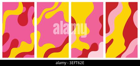 Psychedelic wavy backdrop with smooth flowing curves. Colorful abstract fluid design for creative brand identity. Stock Vector