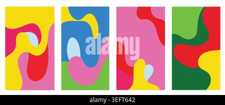 Collection of vibrant abstract backgrounds with flowing shapes, perfect for social media. Stock Vector