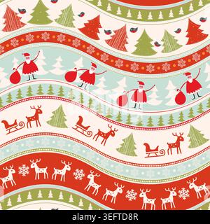 Christmas seamless pattern for greeting cards, wrapping paper. Hand drawn winter background. Vector illustration Stock Vector