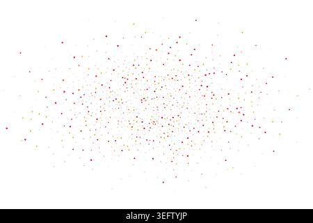 Scattered red and gold confetti particles on a clean white background, creating a light, festive and celebratory abstract texture ideal for party, hol Stock Vector
