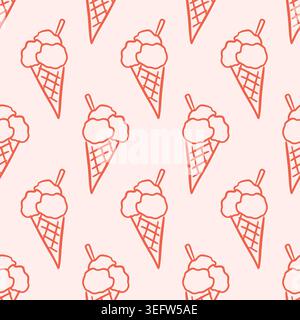 Seamless Italian line art ice cream cone pattern Stock Vector