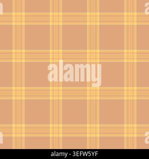 Frame pattern check fabric, repeating background vector tartan. Fancy plaid seamless textile texture in orange and amber colors palette. Stock Vector