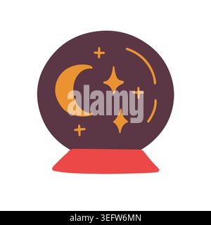 Magic crystal ball vector illustration with stars Stock Vector