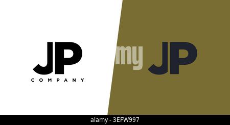 Trendy letter J and P, JP logo design template. Minimal monogram initial based logotype for company identity. Stock Vector