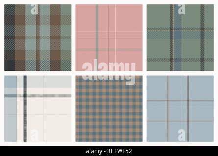 Scandinavian Tartan Plaid Seamless Patterns. Stock Vector