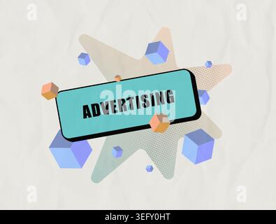 Online advertising with ad campaign and marketing promotion in digital interface. Promote brand and optimize ads for conversion and audience reach with creative advertising design vector illustration. Stock Vector