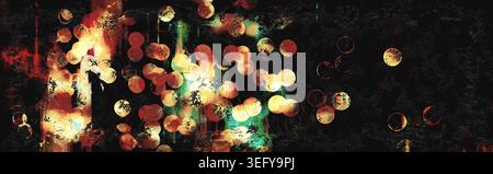 A unique and heavily textured abstract background blending a bokeh effect with an intense grunge and scratched texture. Stock Photo