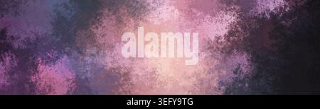 Vintage distressed wall texture in dusty rose and dark charcoal colors. Dreamy glowing center backdrop. Horizontal header. Stock Photo