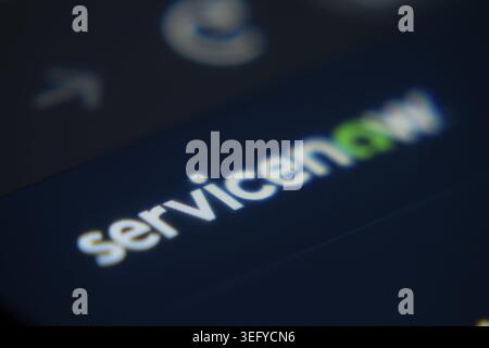 Dhaka, Bangladesh- 02 Dec 2025: A Close-up of a laptop screen is displaying the servicenow web interface in a browser Stock Photo